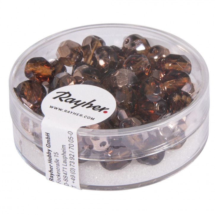 Glas Schliffperle, 6mm ø, 532-nougat