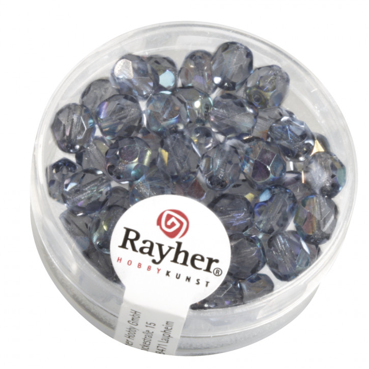 Glas Schliffperle, 6mm ø, 566-blaugrau