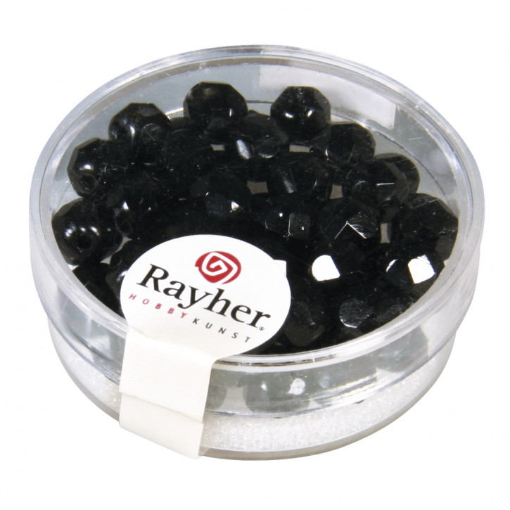 Glas Schliffperle, 6mm ø, 576-schwarz