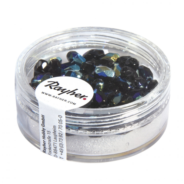 Glas Schliffperle Olive, 4mm ø 6mm, Dose 50Stück-onyx