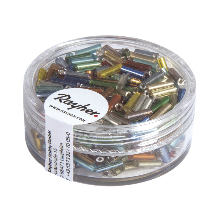 Glasstifte, 7/2 mm, mit Silbereinzug Dose 15g-bunt