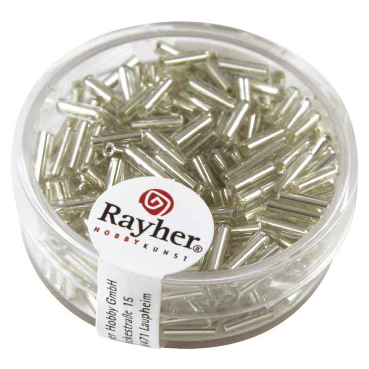 Glasstifte, 7/2 mm, mit Silbereinzug Dose 15g-silber