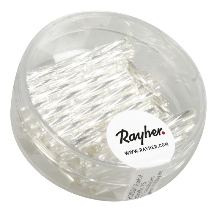 Glasstifte twistet, 20 mm mit Silbereinzug, Dose 13g-silber