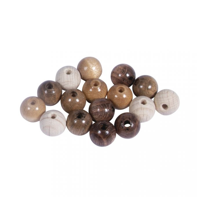 Holz Perlen Mischung 10mm ø poliert, SB-Btl 52Stück-natur
