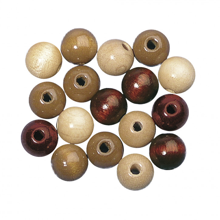 Holz Perlen Mischung 6mm ø poliert-natur