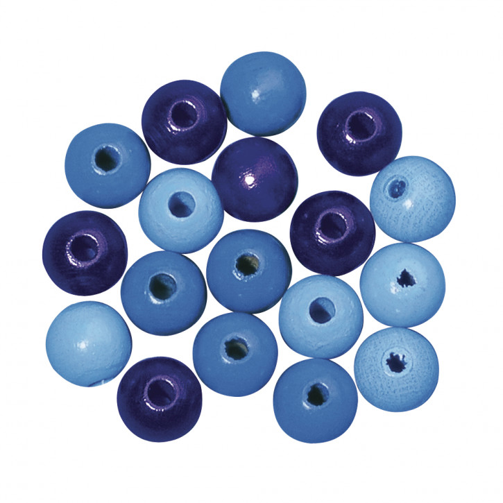 Holz Perlen Mischung 8mm ø poliert-blau