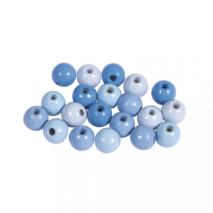 Holz Perlen Mischung 8mm ø poliert-hellblau