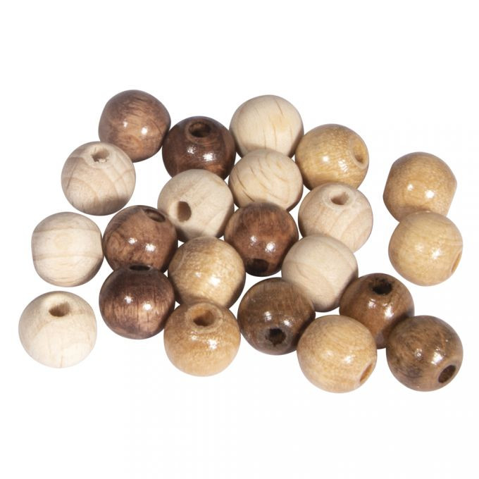Holz Perlen Mischung 8mm ø poliert-natur