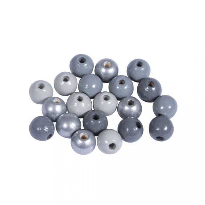 Holz Perlen Mischung 8mm ø poliert-silber