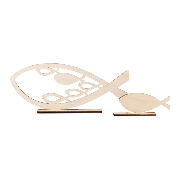 Holzmotive Fische, 20x8,3cm, 4-teilig, SB-Btl 1Set, natur