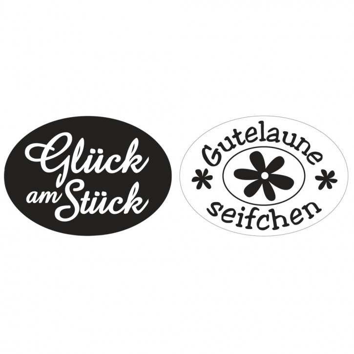 Labels Glück am St., Gutelaune S., 35x25mm, oval, SB-Btl 2Stück