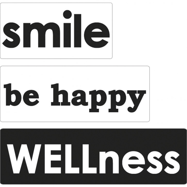 Labels smile, be happy, WELLness, 30x15mm, 40x15mm, 50x15mm, SB-Btl 3Stück