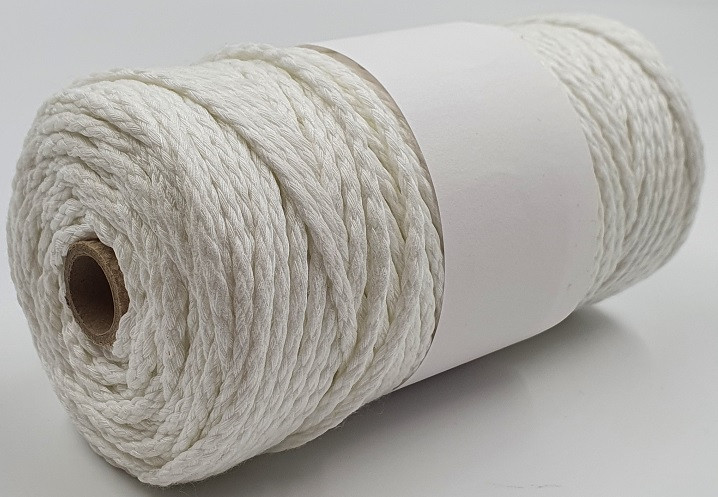 Makramee Garn geflochten, 4mm, 100m Spule 1004-weiß