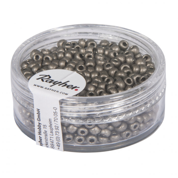 Metallic-Rocailles, matt 2,6mm, Dose 17g-anthrazit