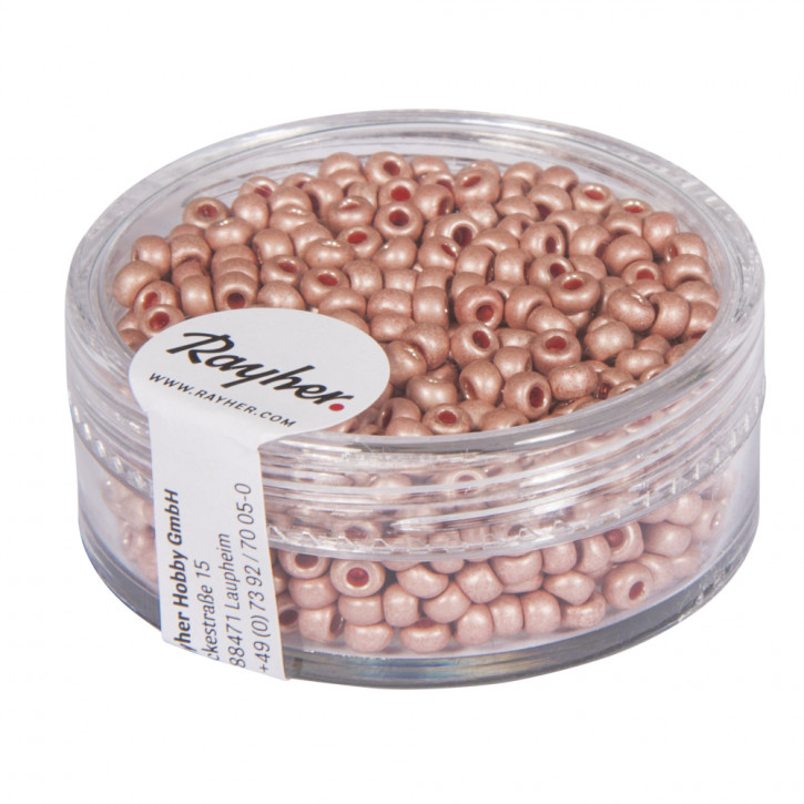 Metallic-Rocailles, matt 2,6mm, Dose 17g-zartrosa