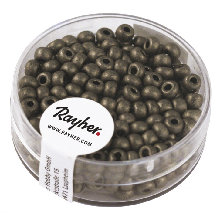 Metallic-Rocailles, matt, 4mm Dose 17g-anthrazit