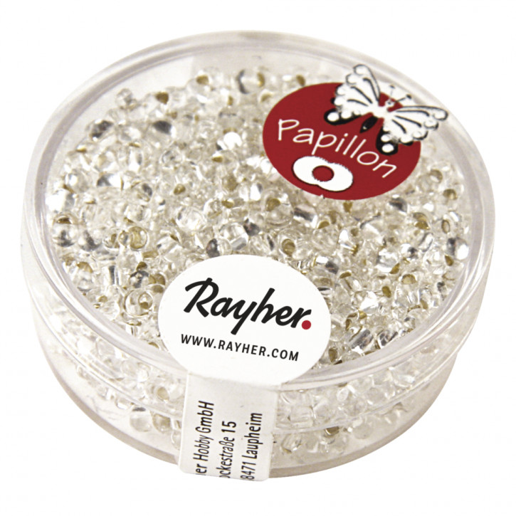 Papillon-Rocailles, 2x4 mm Dose 18g-bergkristall