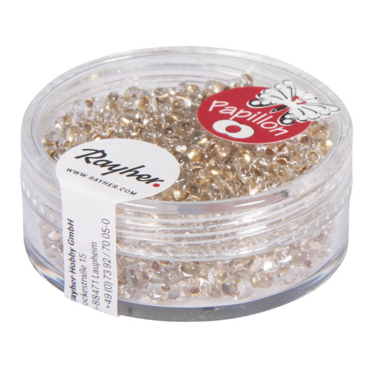 Papillon-Rocailles, 2x4 mm Dose 18g-brillant gold