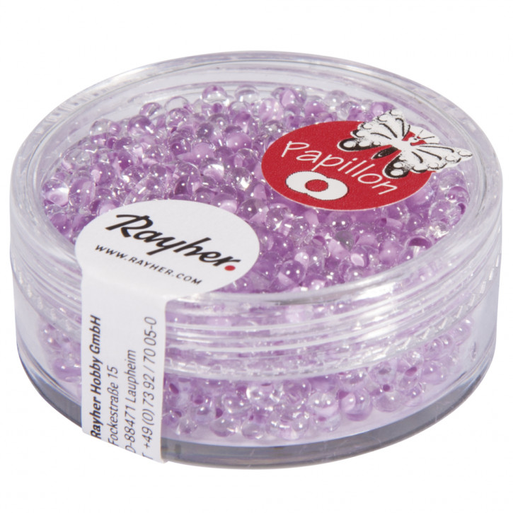 Papillon-Rocailles, 2x4 mm Dose 18g-flieder