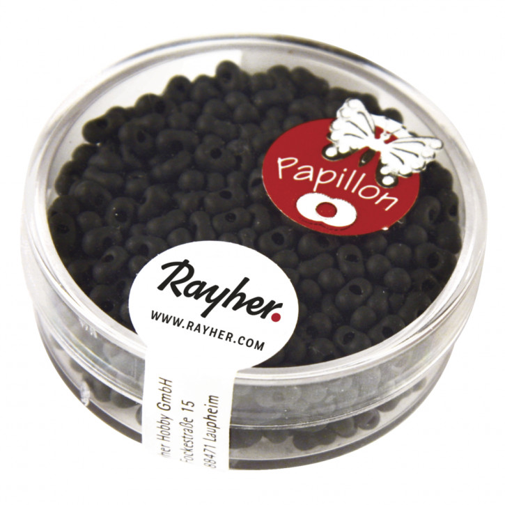 Papillon-Rocailles, 2x4 mm Dose 18g-matt schwarz
