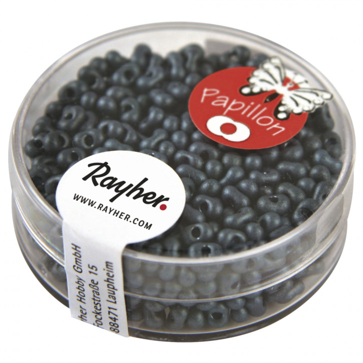 Papillon-Rocailles, 2x4 mm Dose 18g-petrol