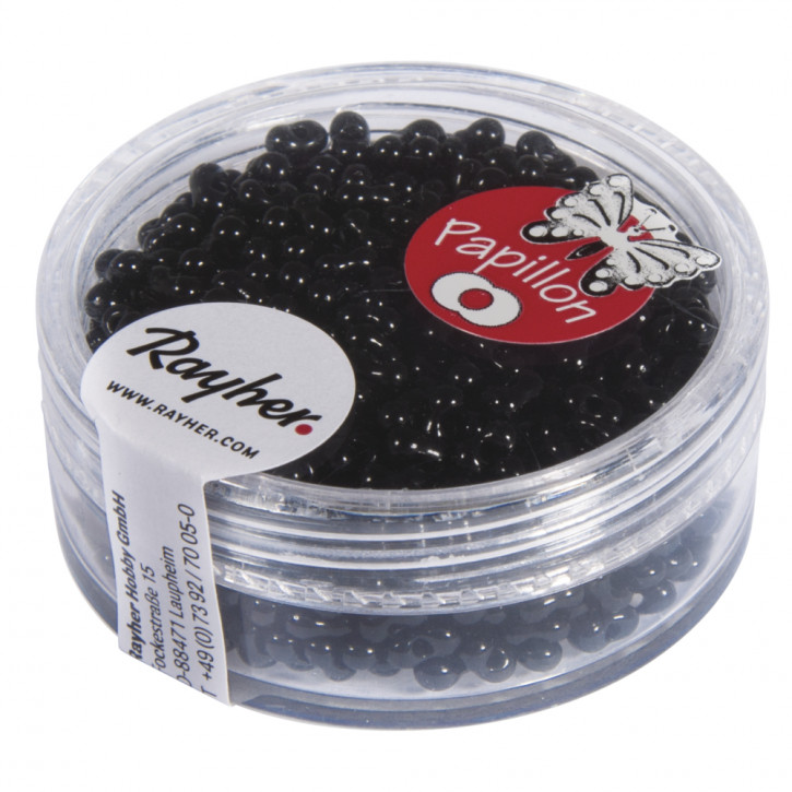 Papillon-Rocailles, 2x4 mm Dose 18g-schwarz