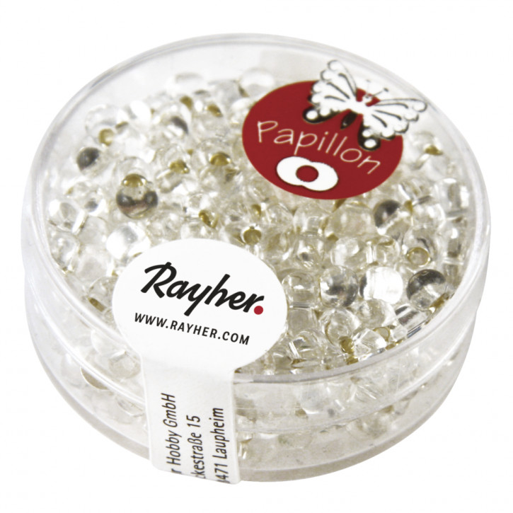 Papillon-Rocailles 3,2x6,5mm, Dose 18g-bergkristall