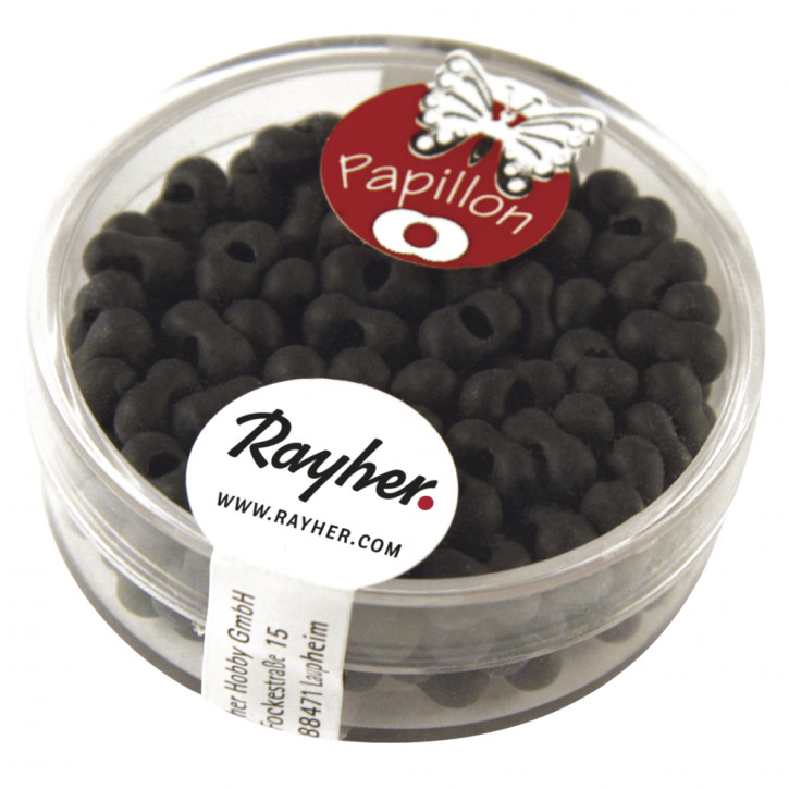 Papillon-Rocailles 3,2x6,5mm, Dose 18g-matt schwarz