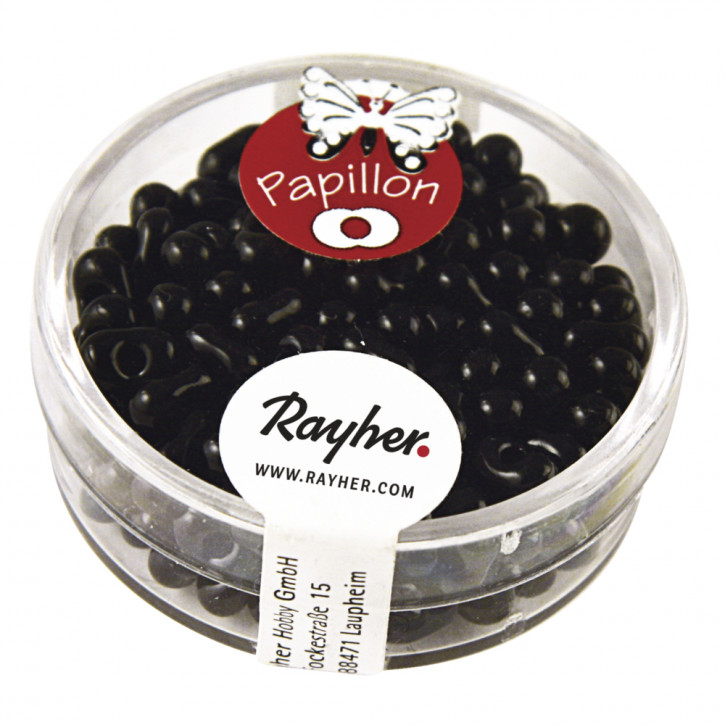 Papillon-Rocailles 3,2x6,5mm, Dose 18g-schwarz