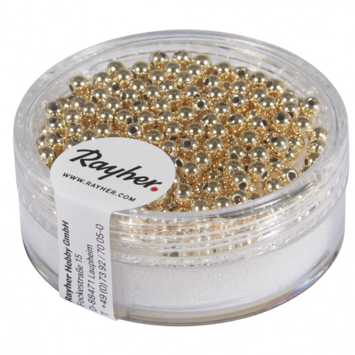 Plastik-Rundperlen, 6 mm Dose 65 Stück-gold