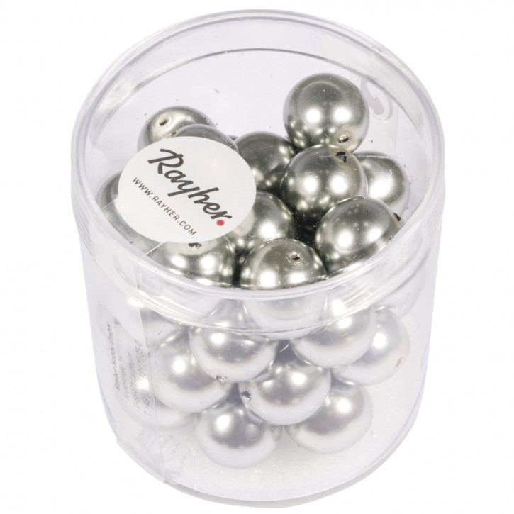 Renaissance Glaswachsperlen, 10mm Dose 35Stück-altsilber