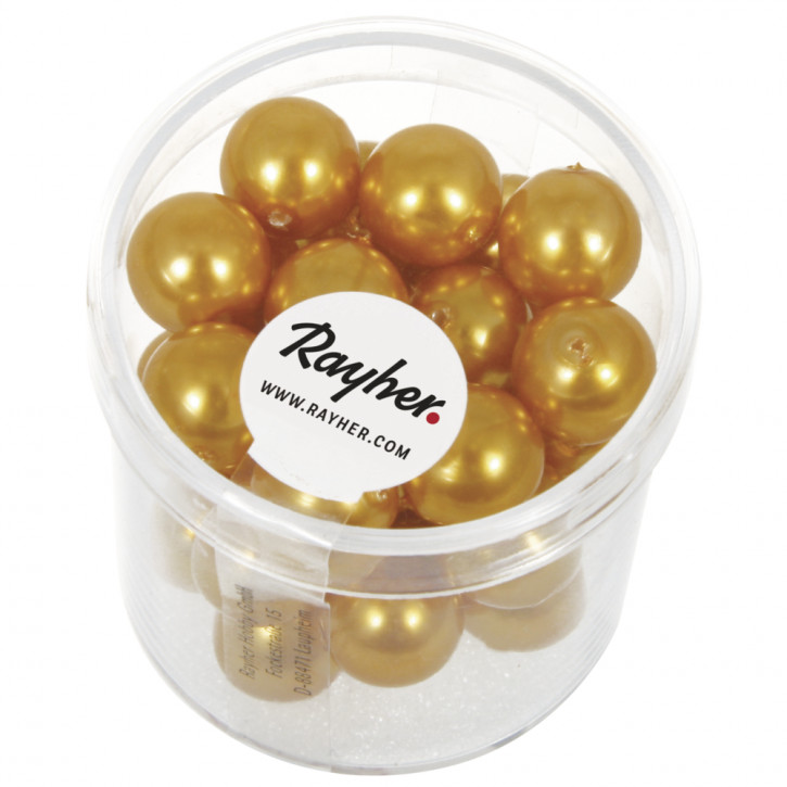 Renaissance Glaswachsperlen, 10mm Dose 35Stück-goldgelb