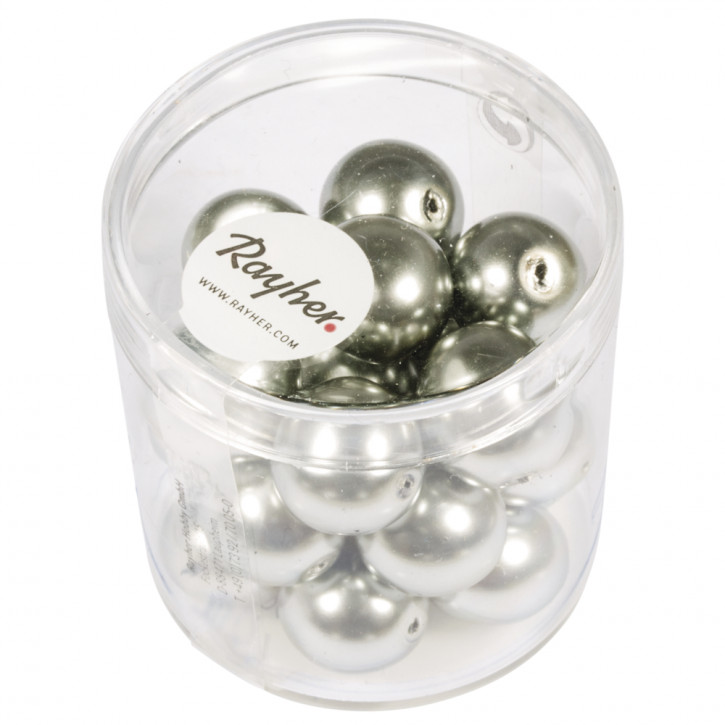 Renaissance Glaswachsperlen, 12mm Dose 21Stück-altsilber