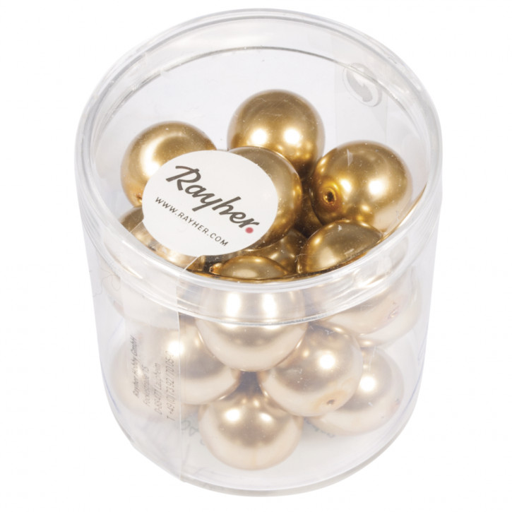 Renaissance Glaswachsperlen, 12mm Dose 21Stück-gold