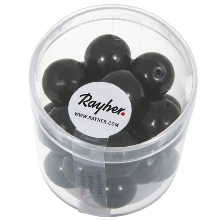 Renaissance Glaswachsperlen, 12mm Dose 21Stück-schwarz