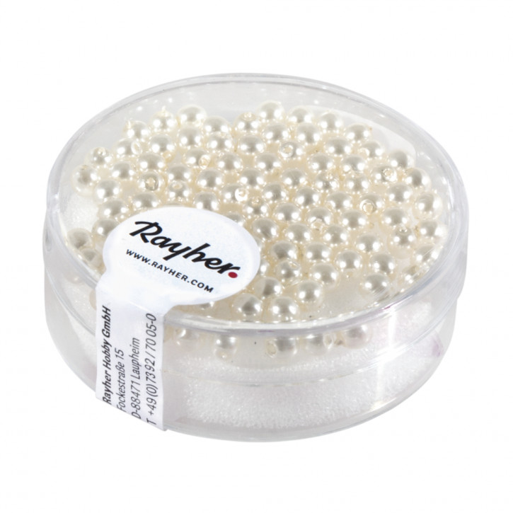 Renaissance Glaswachsperlen 3mm, Dose 95 Stück-weiß
