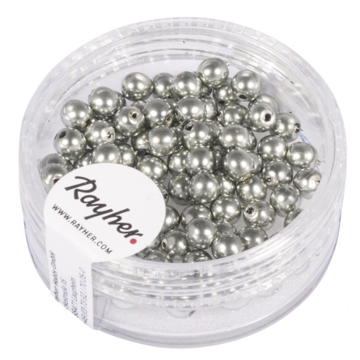 Renaissance Glaswachsperlen, 4mm Dose 85Stück-altsilber