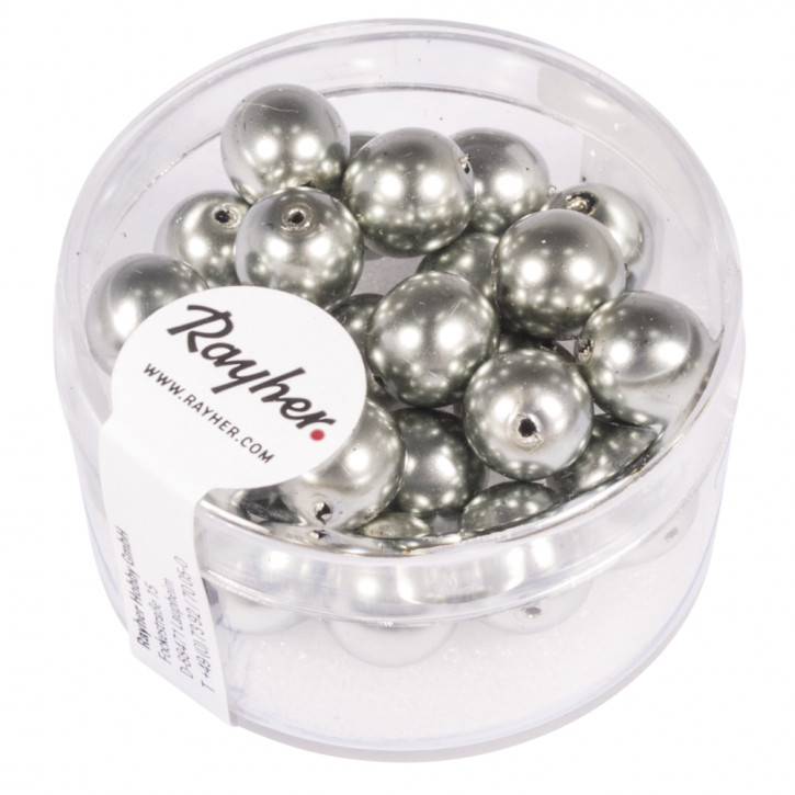 Renaissance Glaswachsperlen, 8mm Dose 25Stück-altsilber