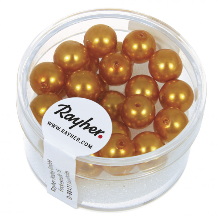 Renaissance Glaswachsperlen, 8mm Dose 25Stück-goldgelb
