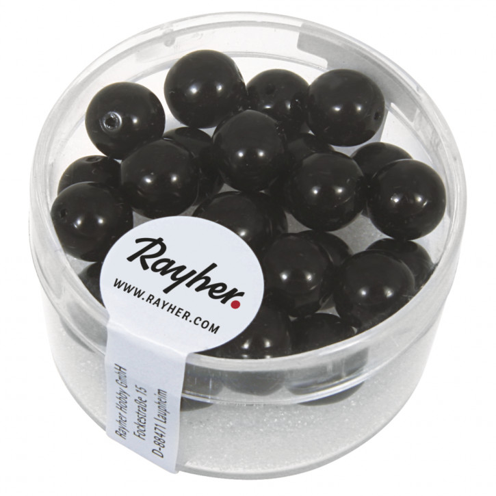 Renaissance Glaswachsperlen, 8mm Dose 25Stück-schwarz