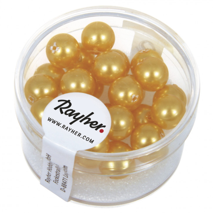 Renaissance Glaswachsperlen, 8mm Dose 25Stück-sonnengelb