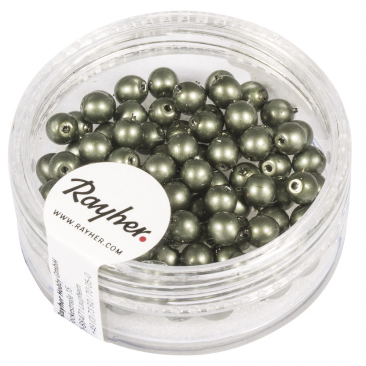 Renaissance Glaswachsperlen, matt, 4mm Dose 85Stück-olive