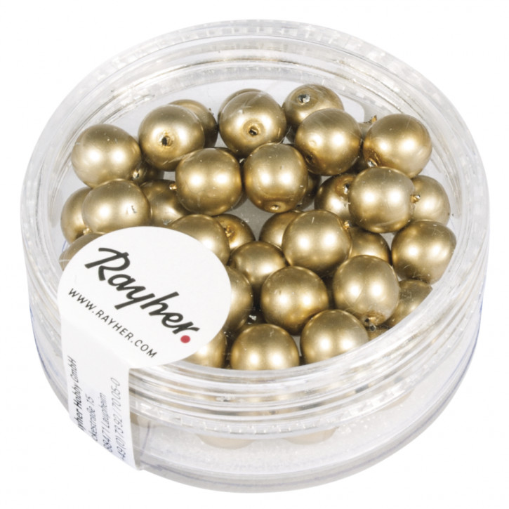 Renaissance Glaswachsperlen, matt, 6mm Dose 45Stück-gold