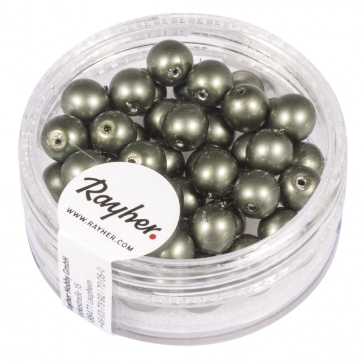 Renaissance Glaswachsperlen, matt, 6mm Dose 45Stück-olive