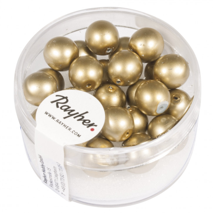 Renaissance Glaswachsperlen, matt, 8mm Dose 25Stück-gold