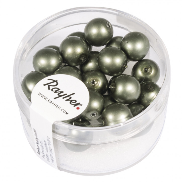 Renaissance Glaswachsperlen, matt, 8mm Dose 25Stück-olive