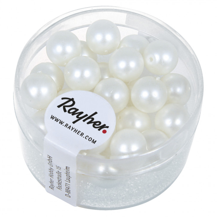 Renaissance Glaswachsperlen, matt, 8mm Dose 25Stück-schneeweiß