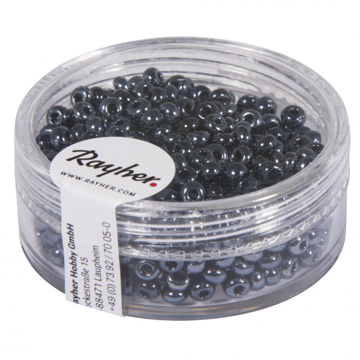 Rocailles, 2,6mm, mit Silbereinzug, Dose 16g-blutstein