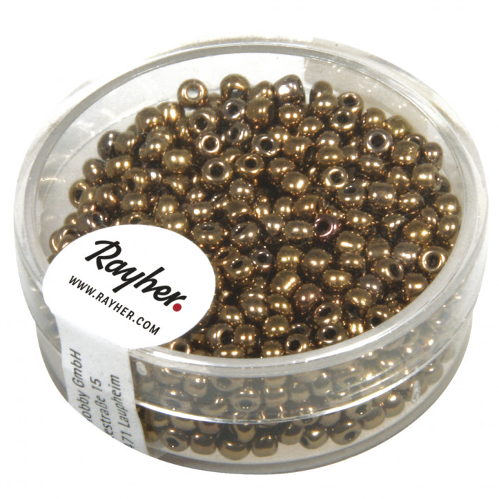 Rocailles, 2,6mm, mit Silbereinzug, Dose 16g-kupfer