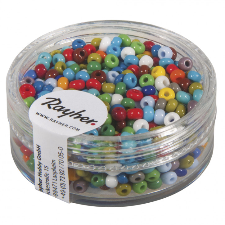 Rocailles, 2,6mm, opak, Dose 17g-bunt